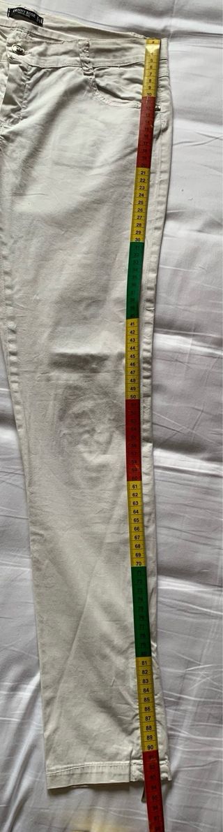 Pantaloni cotone bianchi con zip fondo gamba