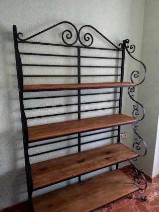 Estantería Hierro Forjado y Madera Rústica
