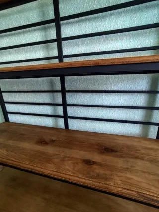 Estantería Hierro Forjado y Madera Rústica