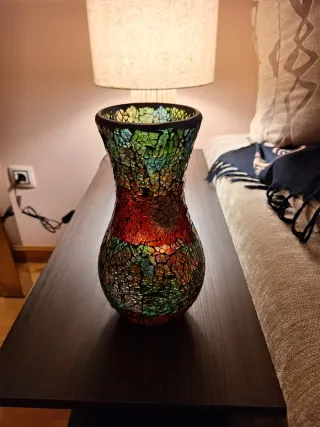 Jarrón de cristal mosaico multicolor