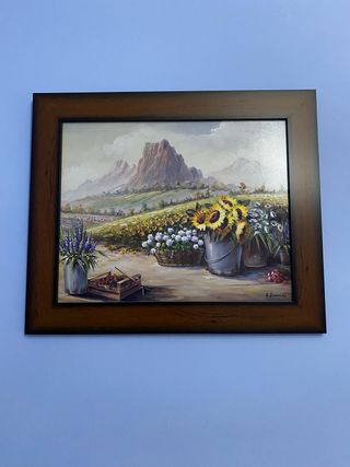 Cuadro Paisaje Montañas y Flores