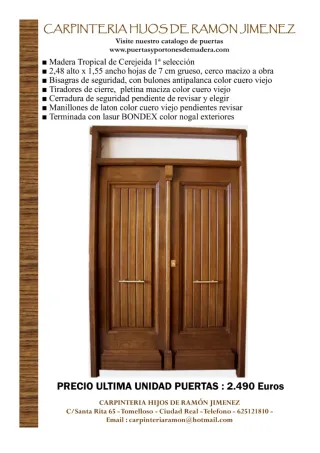 Puerta Exterior Madera Tropical Cerejeida