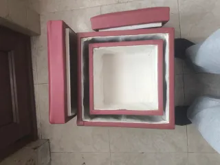 Puff Taburete Cuadrado Piel