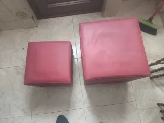 Puff Taburete Cuadrado Piel