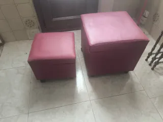 Puff Taburete Cuadrado Piel