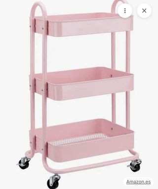 Carrito organizador rosa 3 niveles