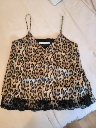 Top tirantes leopardo Zara Basic mujer talla S