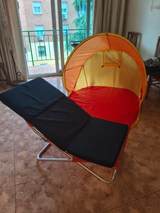 Hamaca de tela y metal naranja