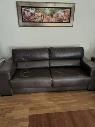 2 sofás polipiel marrones