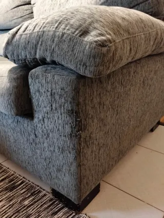 Sofá 3 plazas gris tela