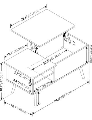 Mesa de centro elevable madera y metal