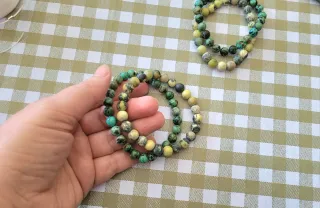 2 Pulseras Elásticas de piedra Turquesa Amarilla