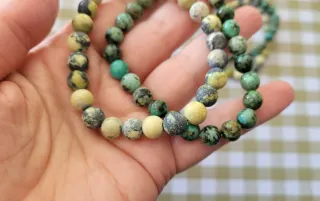 2 Pulseras Elásticas de piedra Turquesa Amarilla