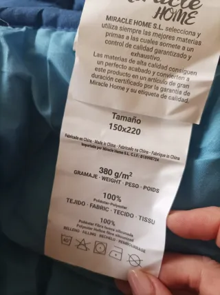 Edredón reversible individual azul