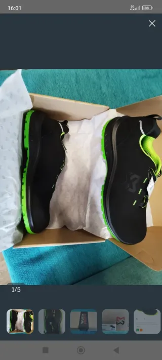 Zapatos de seguridad Wurth Modyf negros y verdes.