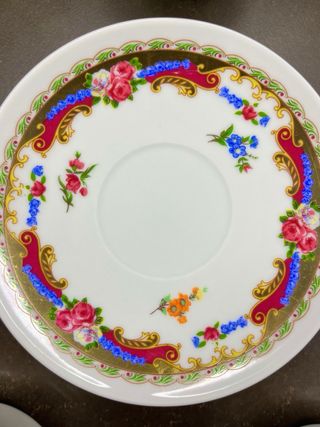 Juego Vintage 5 tazas porcelana café + 5 platos