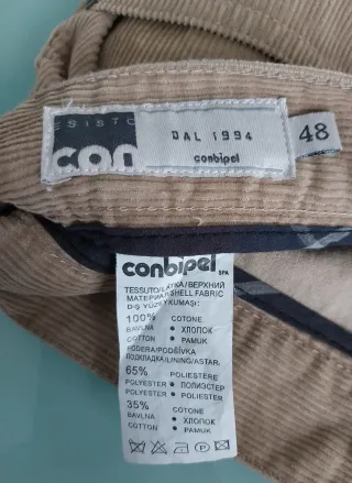 Pantaloni Conbipel velluto beige taglia 48
