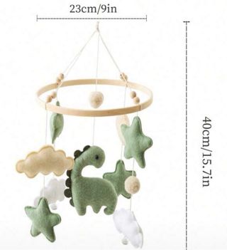 Móvil Cuna Dinosaurios Estrellas + Soporte madera