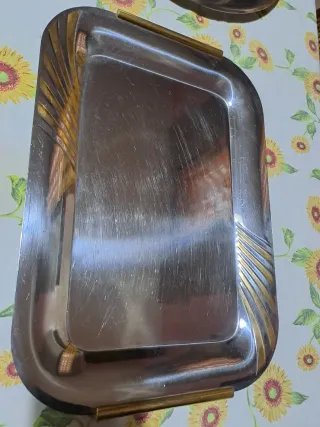 Vassoio rettangolare inox 18/10 vintage