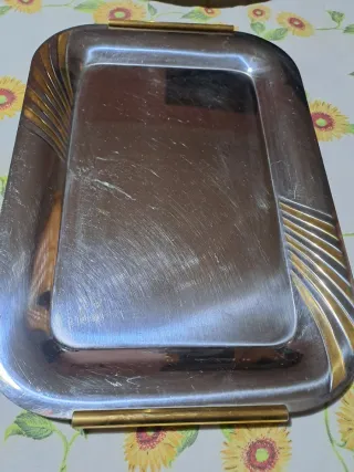 Vassoio rettangolare inox 18/10 vintage