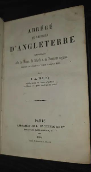 1864, Historia de Inglaterra Libro antiguo raro