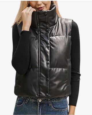 Chaleco Puffer Piel Sintética Zara