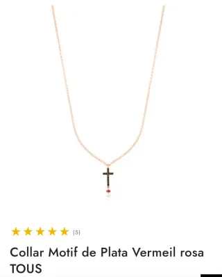 Collar Tous Plata Vermeil Rosa Cruz
