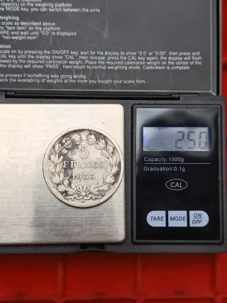 Francia 5 Franchi 1833 Argento '900