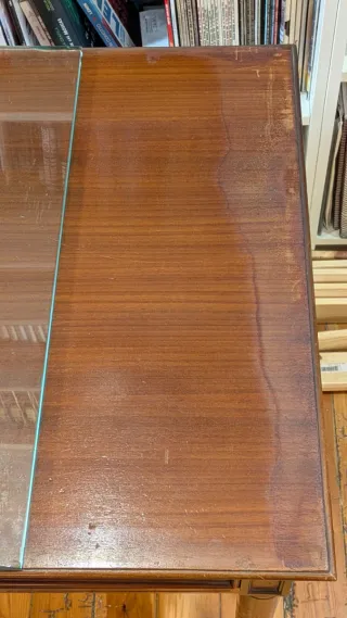 Mesa Escritorio Vintage Madera y Cristal