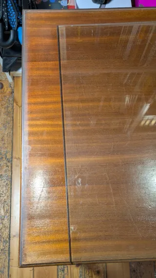 Mesa Escritorio Vintage Madera y Cristal