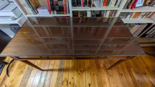 Mesa Escritorio Vintage Madera y Cristal