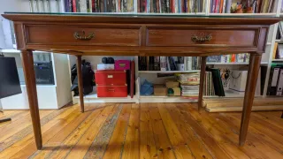 Mesa Escritorio Vintage Madera y Cristal