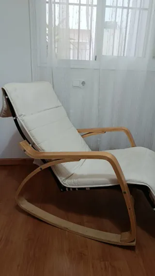 Mecedora Ikea Beige/Marrón Madera/Metal