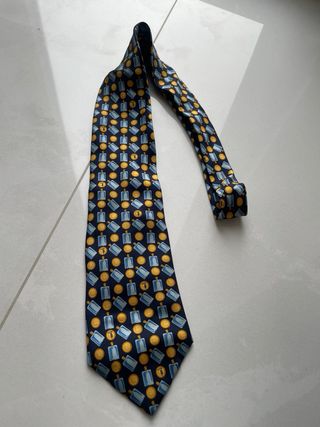 Cravatta Trussardi fantasia blu e oro