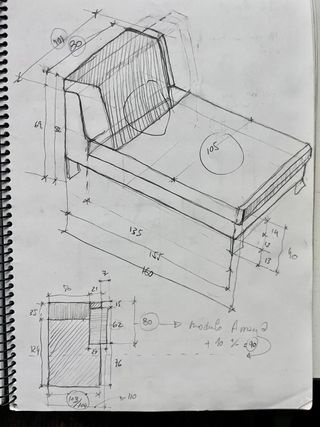 Sofá con chaiselongue gris y turquesa
