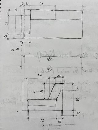 Sofá con chaiselongue gris y turquesa