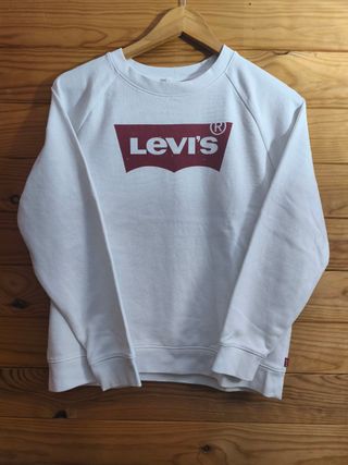 Sudadera Levis Color Blanco y Rojo Talla XS.