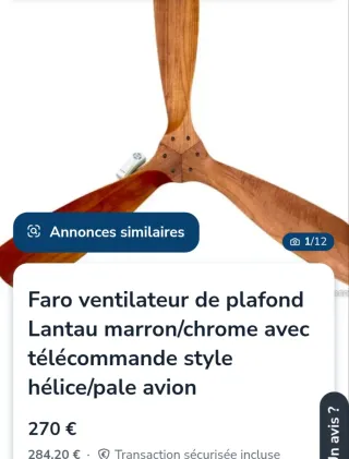 Ventilador Faro Barcelona Madera y Metal