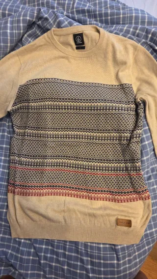 Jersey Volcom beige talla S con estampado