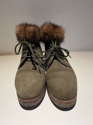 Polacchine donna verdi con pelo Tg 37