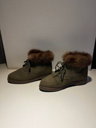 Polacchine donna verdi con pelo Tg 37