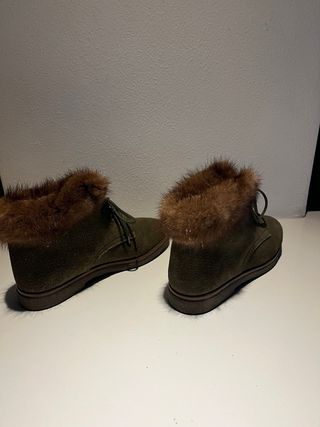 Polacchine donna verdi con pelo Tg 37