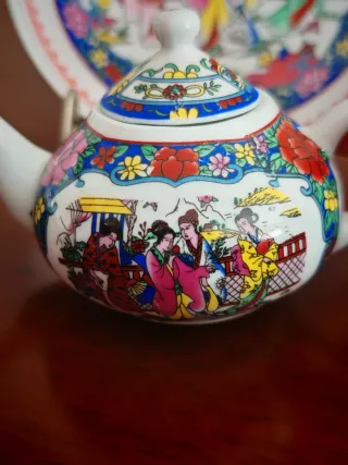 Juego de té chino vintage de porcelana