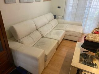 Sofá modular piel blanco chaise longue
