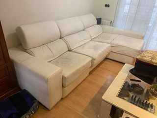 Sofá modular piel blanco chaise longue
