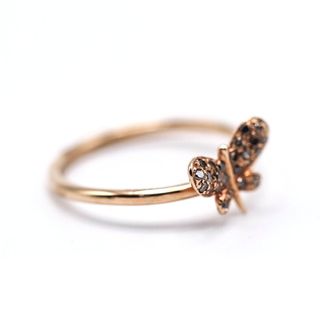 Anillo Mariposa Diamantes Marrones Oro