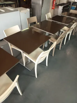7 mesas de bar 70x70 con pie central