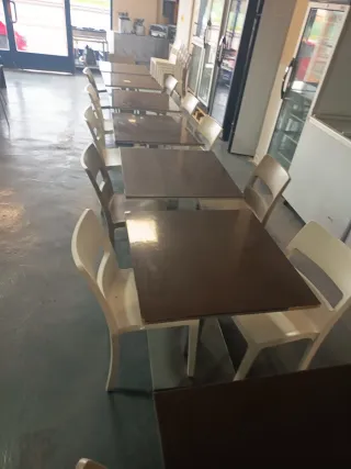 7 mesas de bar 70x70 con pie central