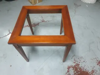 Mesa de centro madera maciza cristal 65x65