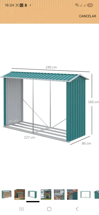 Leñero metálico verde